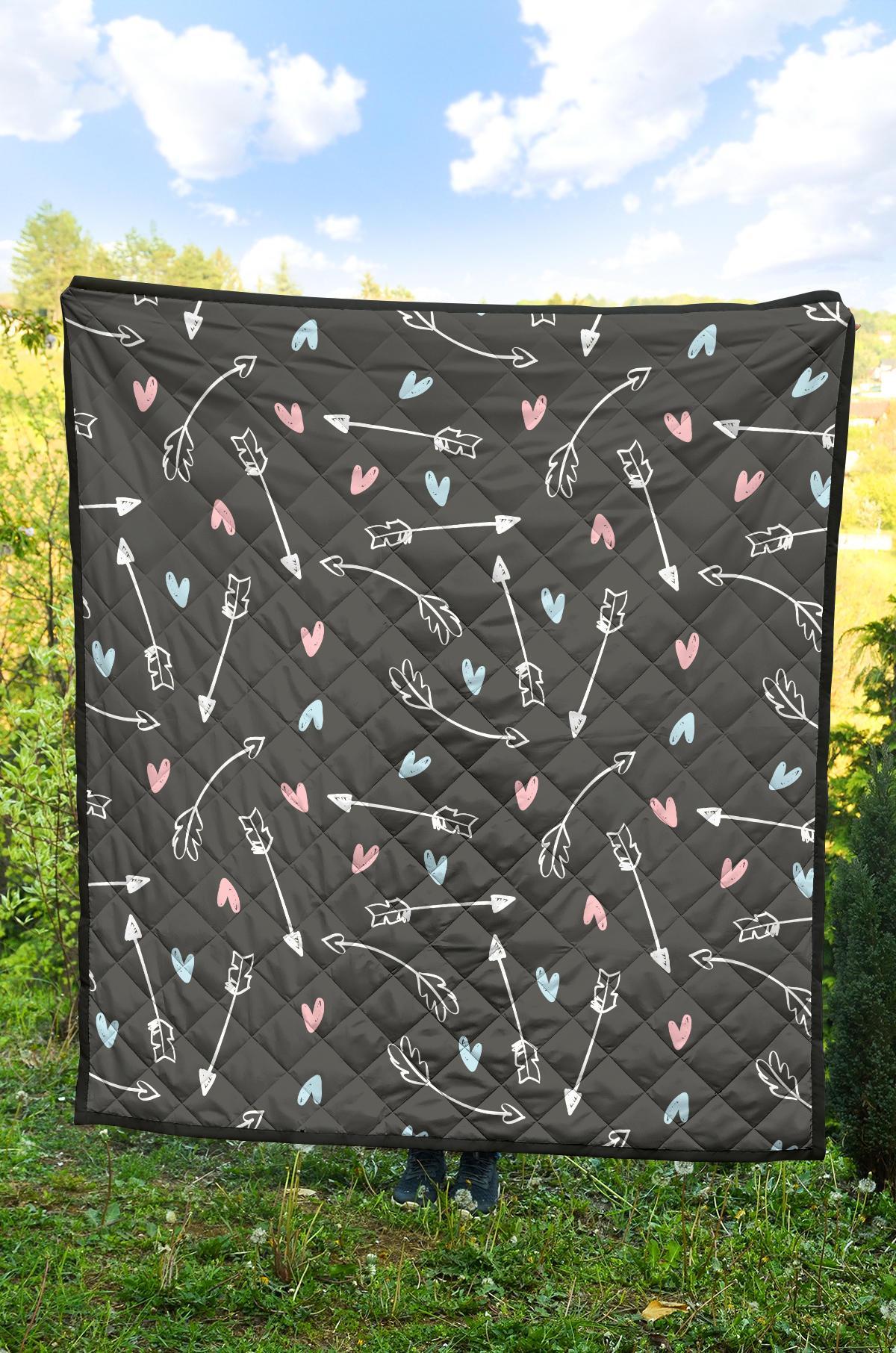 Archery Heart Pattern Print Quilt-grizzshop