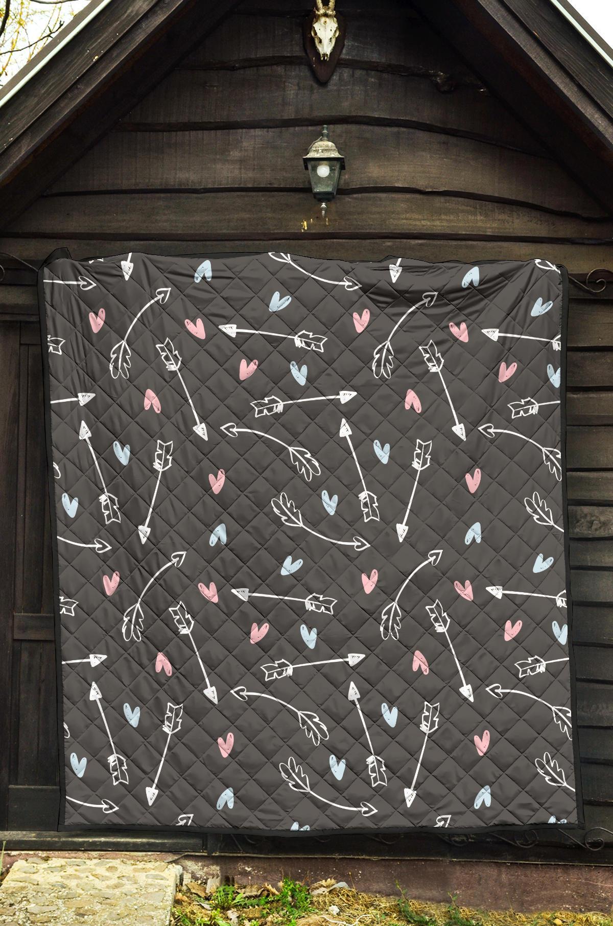 Archery Heart Pattern Print Quilt-grizzshop