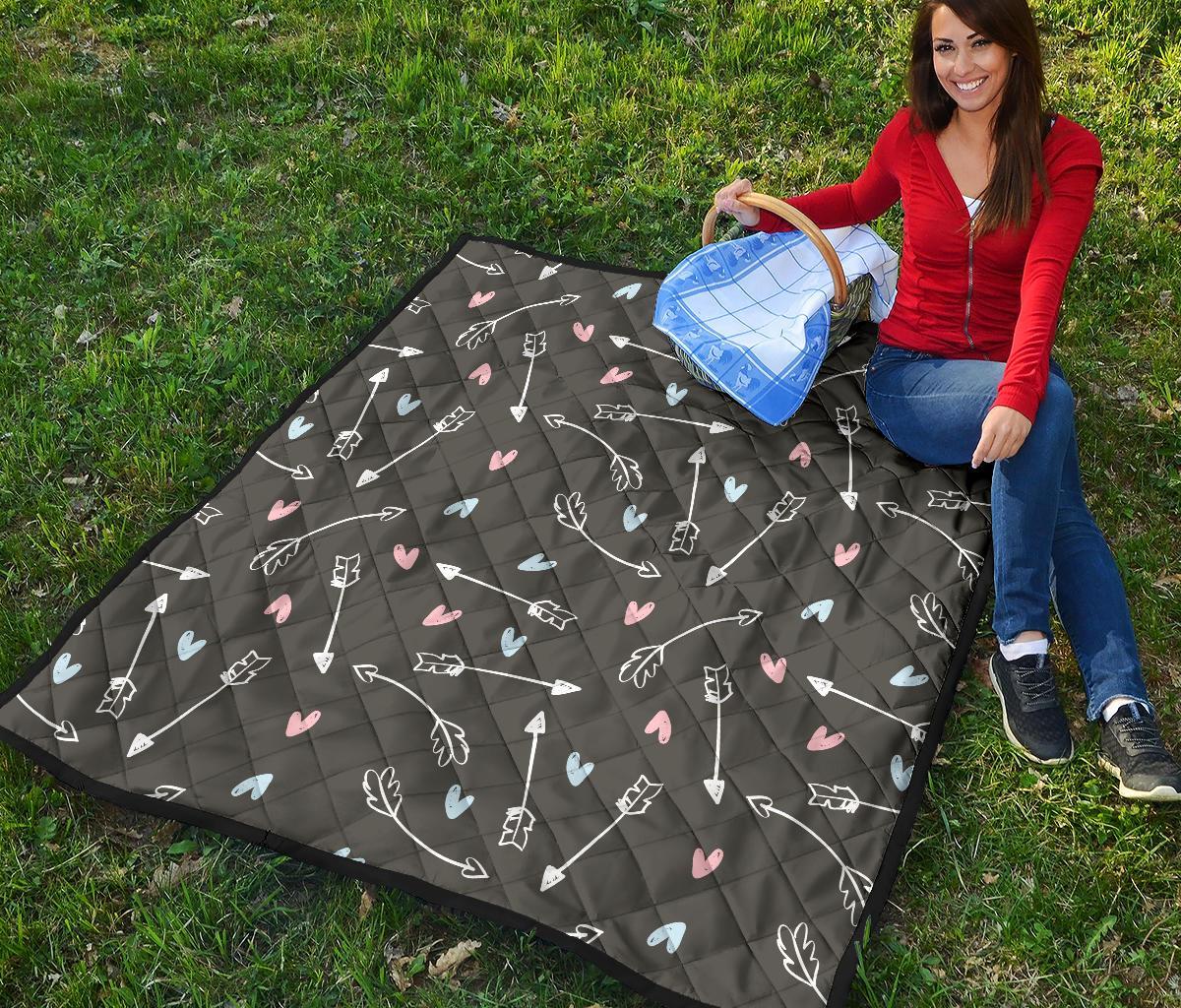 Archery Heart Pattern Print Quilt-grizzshop