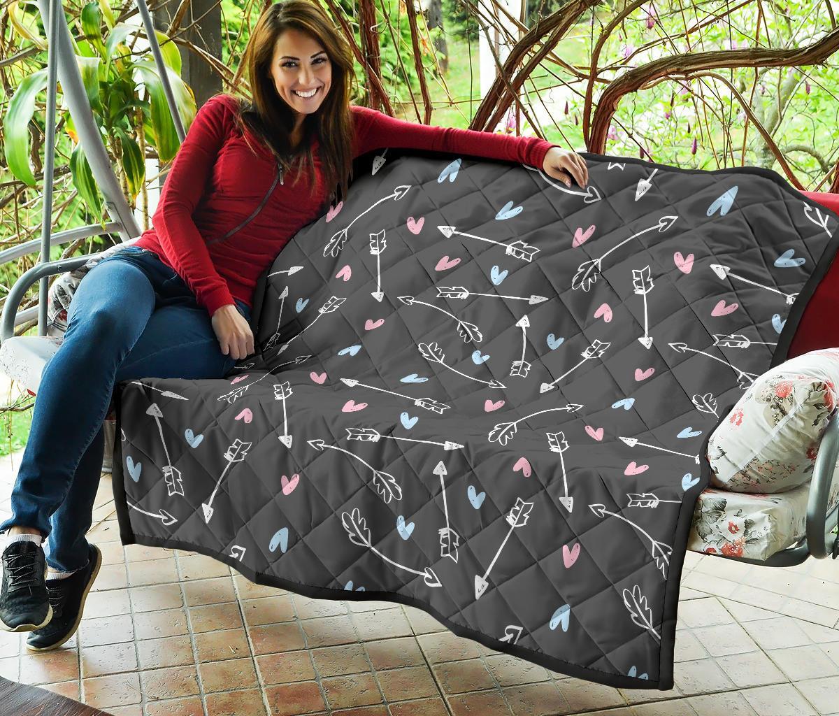 Archery Heart Pattern Print Quilt-grizzshop