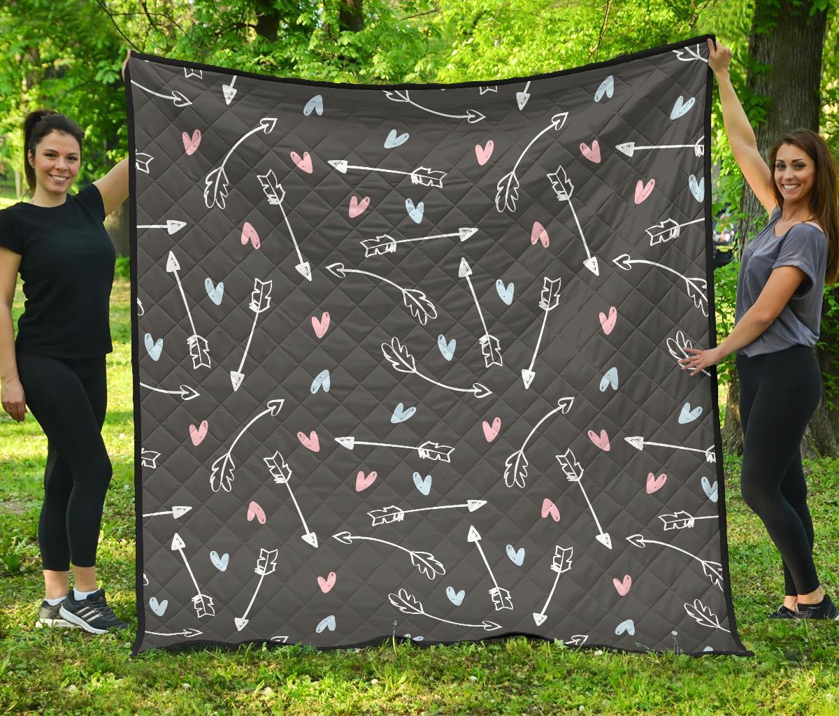 Archery Heart Pattern Print Quilt-grizzshop