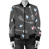 Archery Heart Pattern Print Women Casual Bomber Jacket-grizzshop