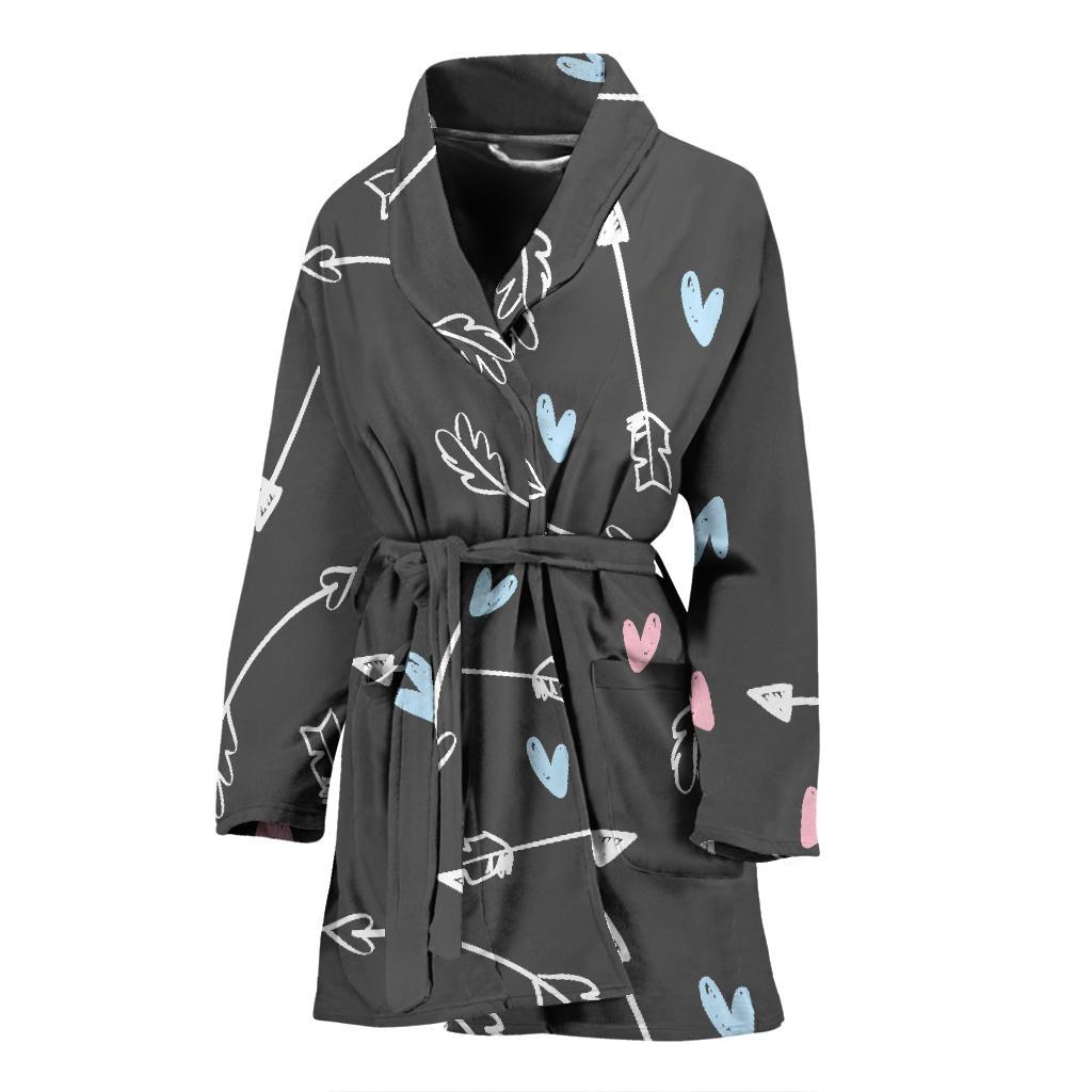 Archery Heart Pattern Print Women Long Robe-grizzshop