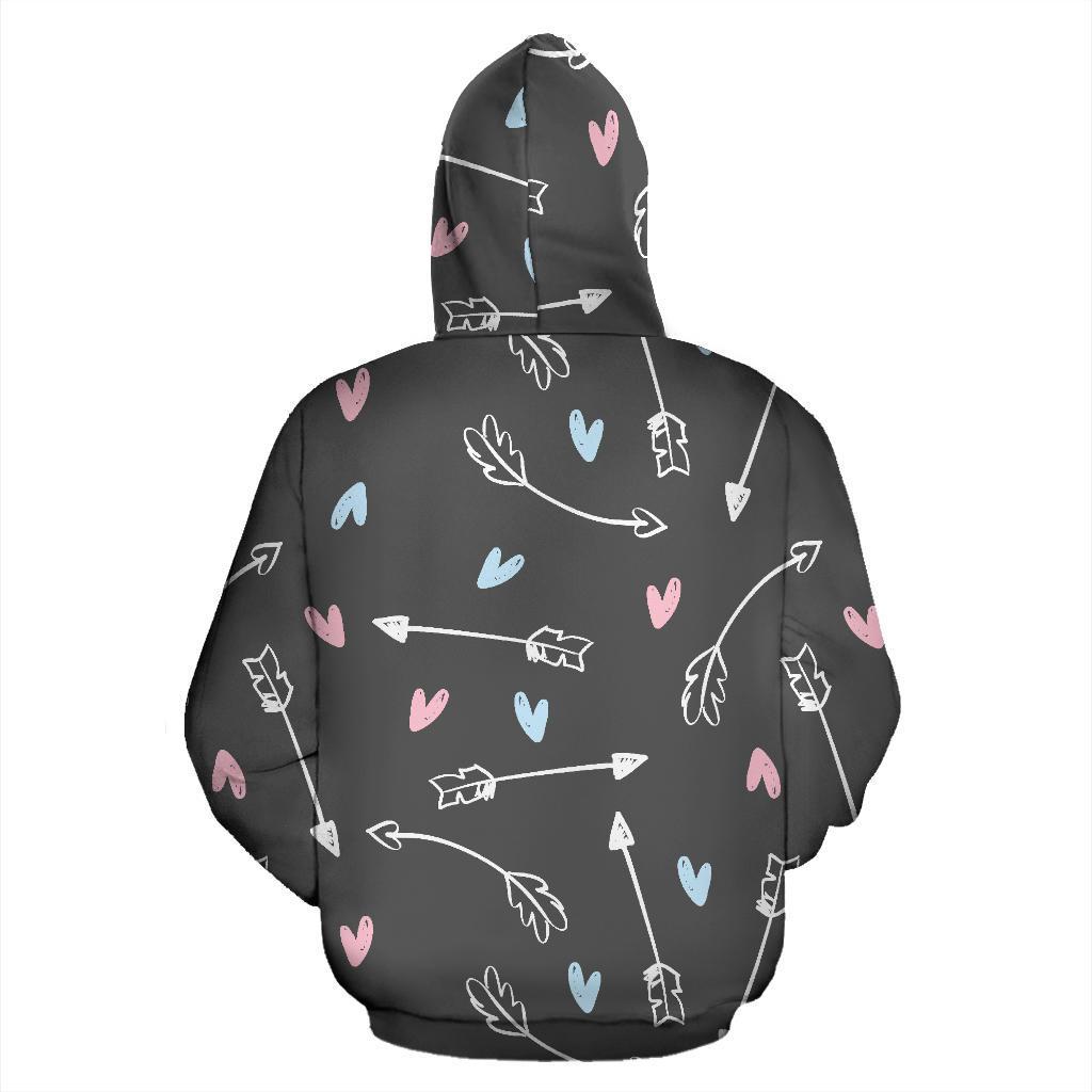 Archery Heart Pattern Print Women Men Pullover Hoodie-grizzshop