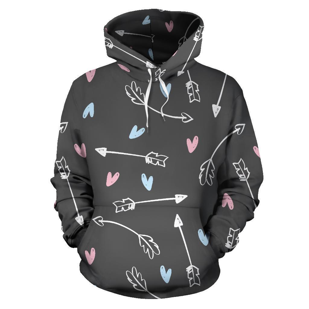 Archery Heart Pattern Print Women Men Pullover Hoodie-grizzshop
