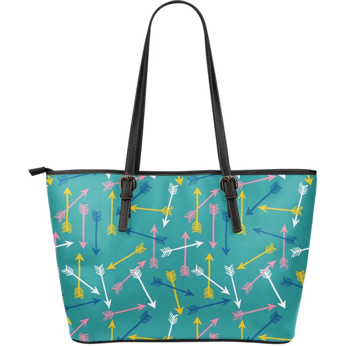 Archery Pattern Print Leather Tote Bag-grizzshop