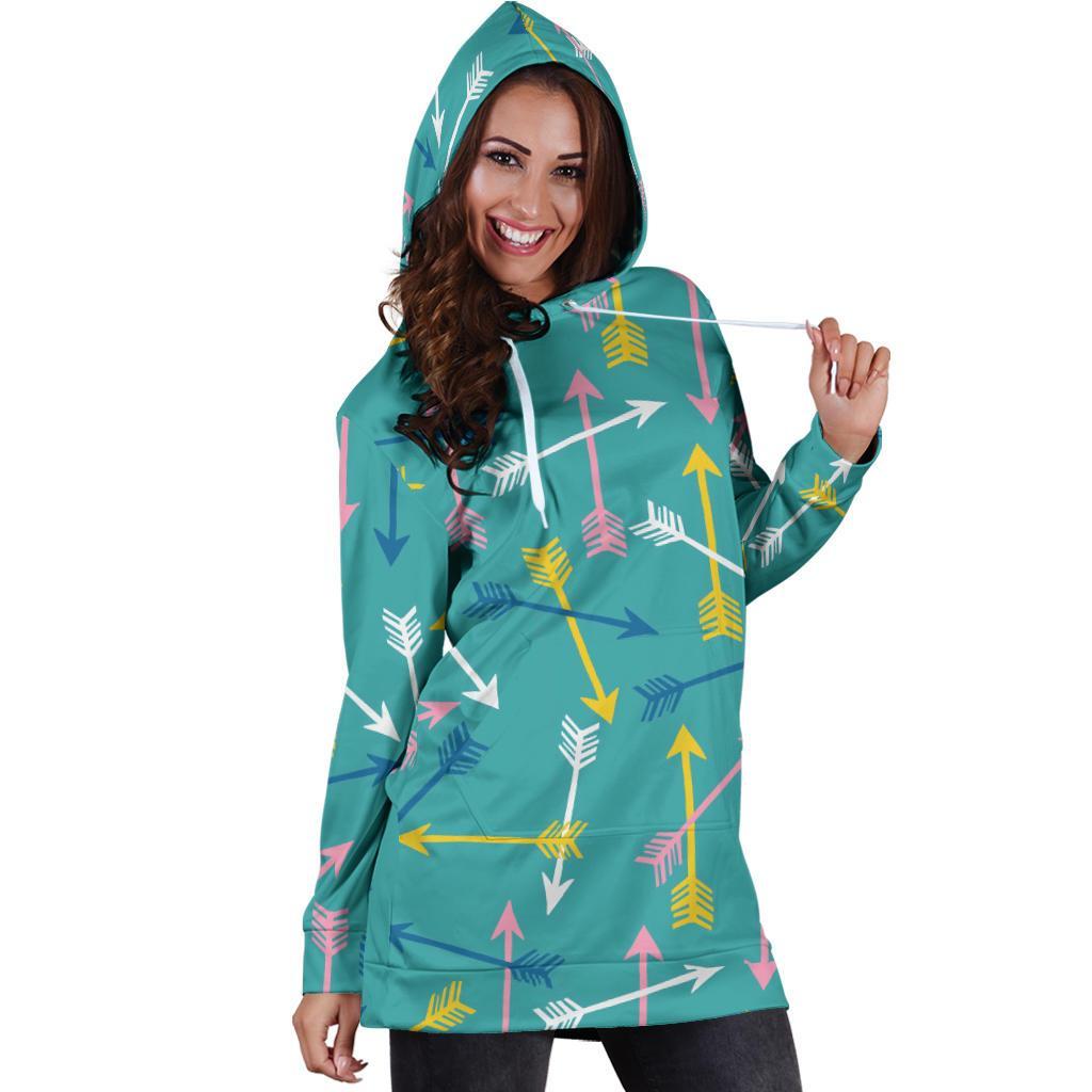 Archery Pattern Print Women Hoodie Dress-grizzshop
