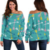 Archery Pattern Print Women Off Shoulder Sweatshirt-grizzshop