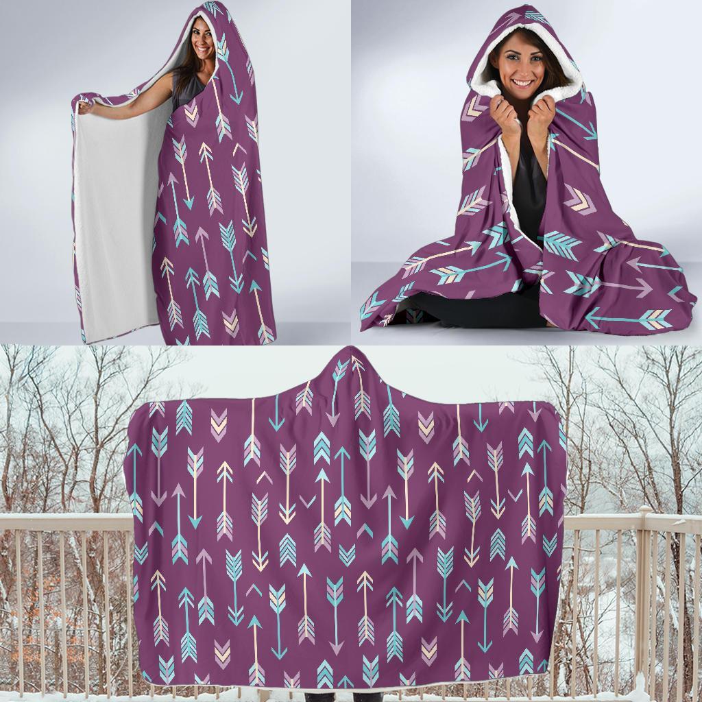 Archery Print Pattern Hooded Blanket-grizzshop