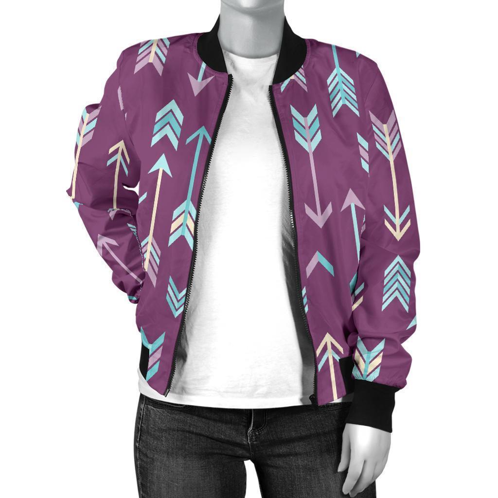 Archery Print Pattern Women Casual Bomber Jacket-grizzshop