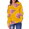 Archery Targets Pattern Print Women Off Shoulder Sweatshirt-grizzshop