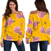 Archery Targets Pattern Print Women Off Shoulder Sweatshirt-grizzshop