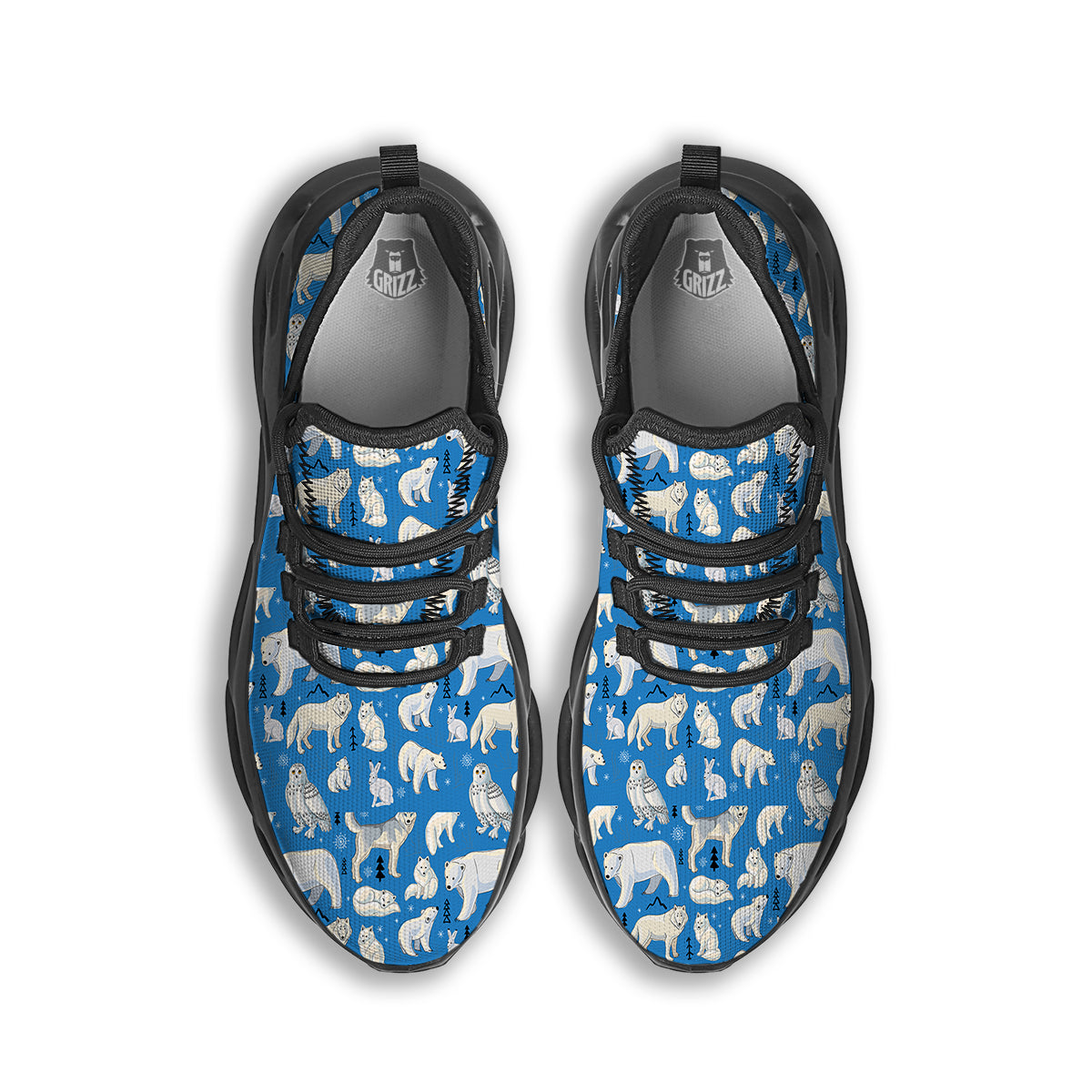 Arctic Animals North Print Pattern Black Running Shoes-grizzshop