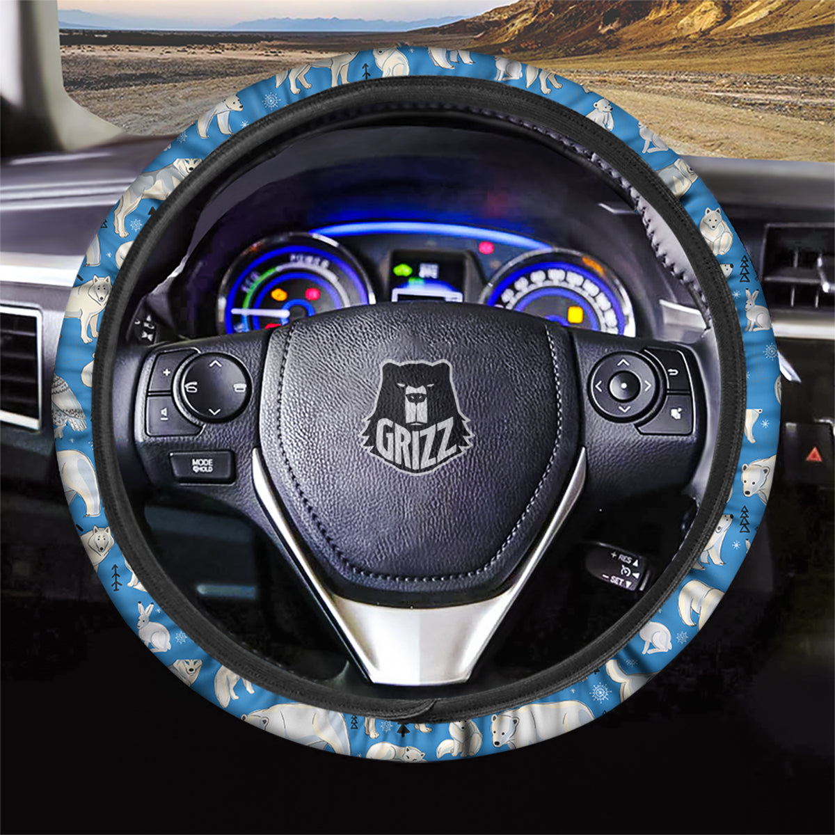 Arctic Animals North Print Pattern Car Steering Wheel Cover-grizzshop