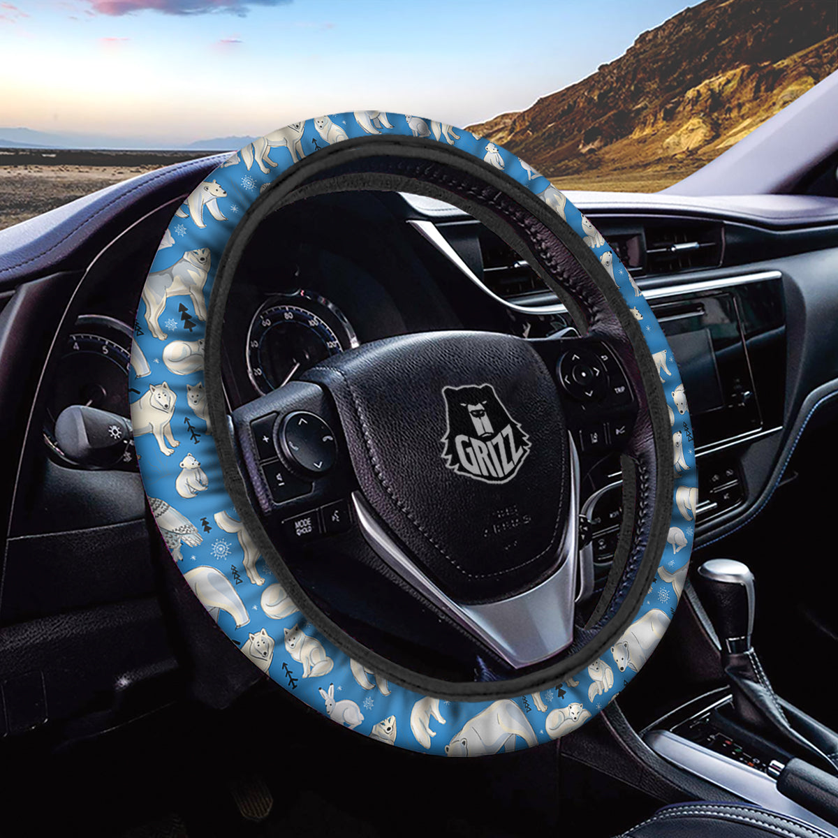 Arctic Animals North Print Pattern Car Steering Wheel Cover-grizzshop