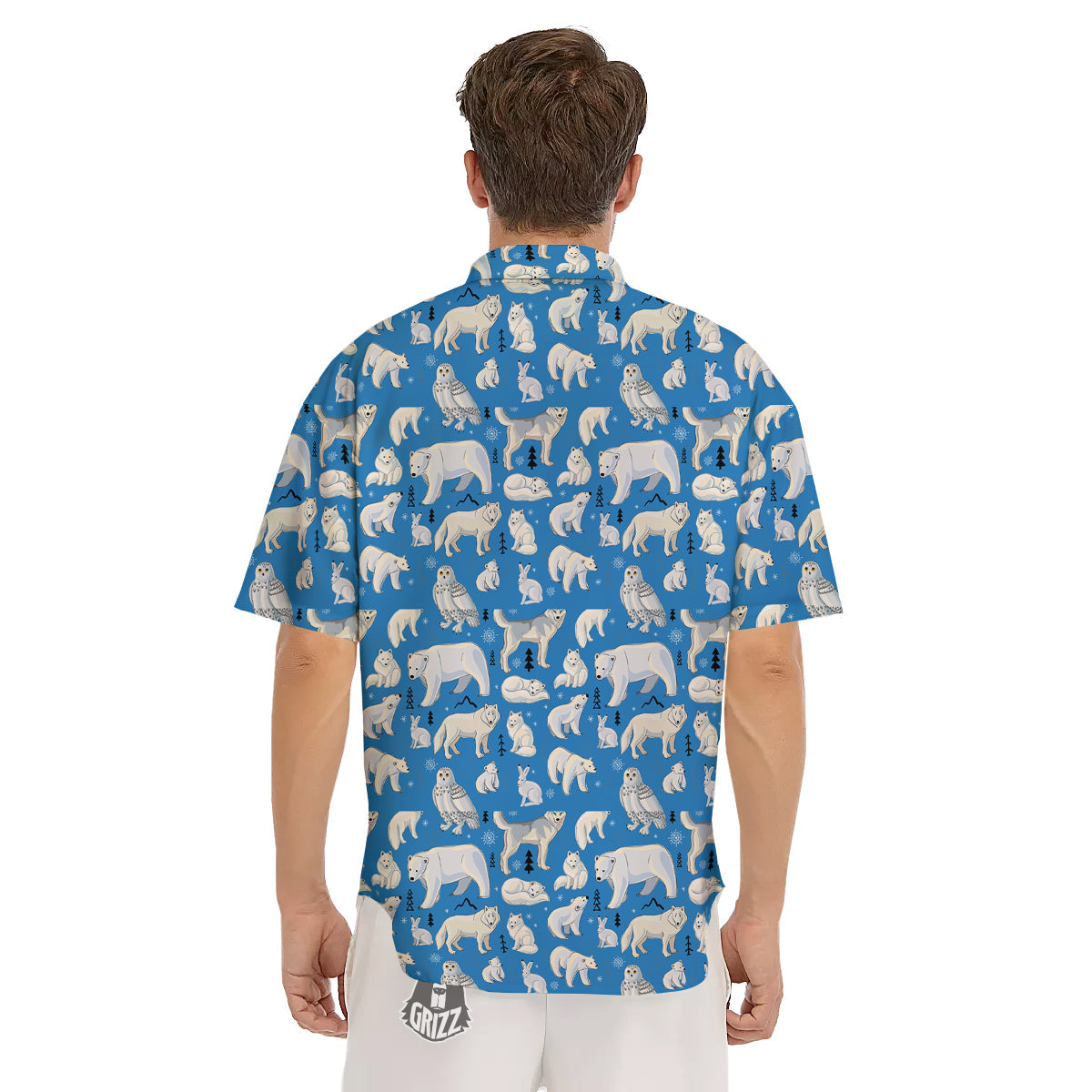 Arctic Animals North Print Pattern Men's Short Sleeve Shirts-grizzshop