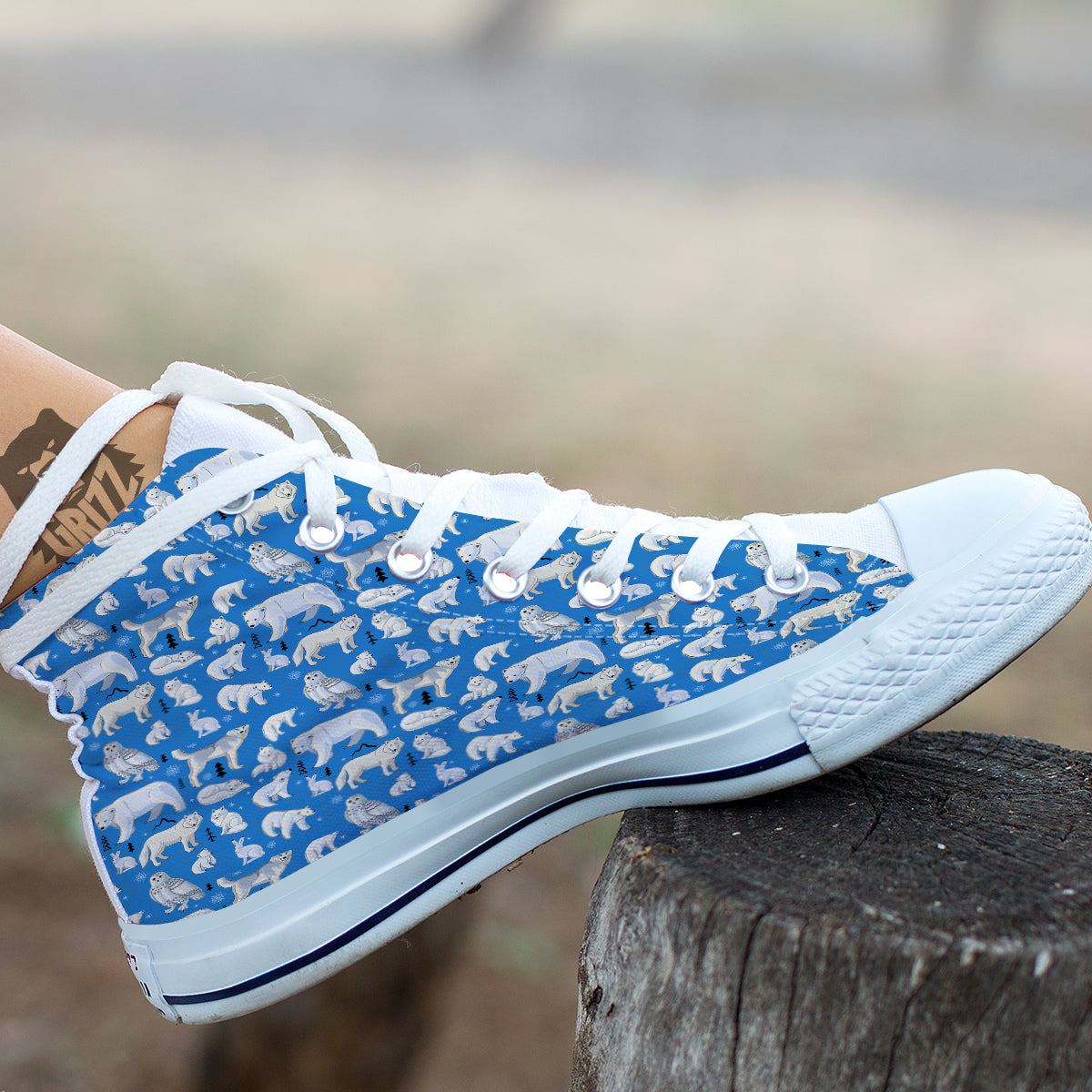 Arctic Animals North Print Pattern White High Top Shoes-grizzshop