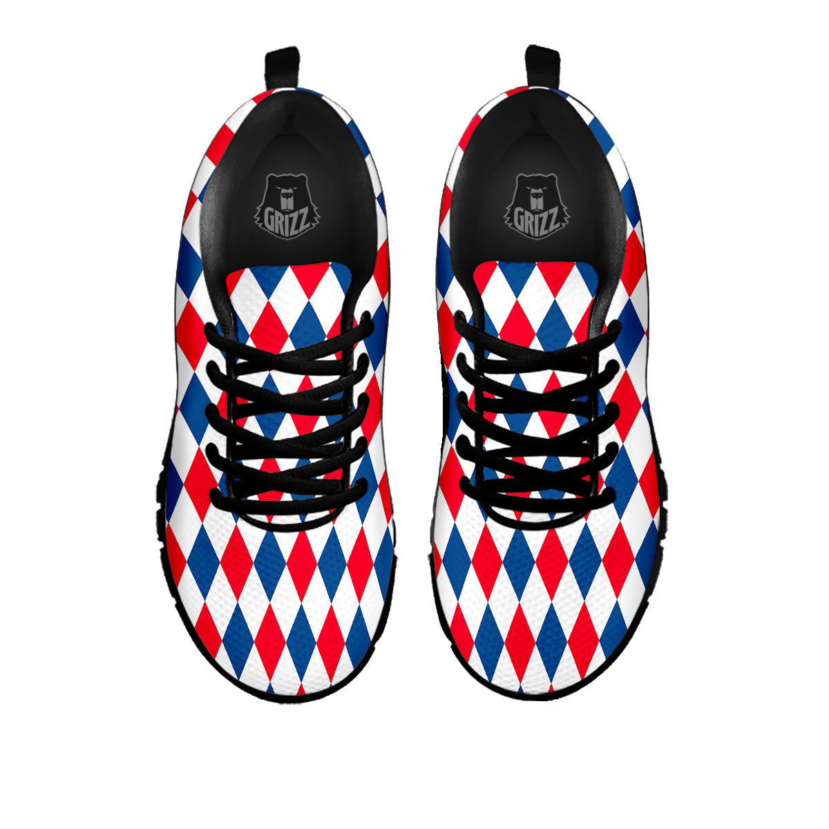 Argyle American Print Pattern Black Sneaker-grizzshop