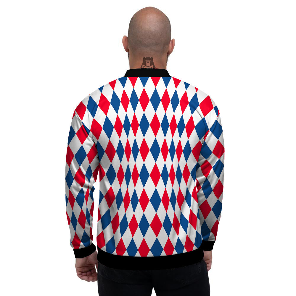 Argyle American Print Pattern Men's Bomber Jacket-grizzshop