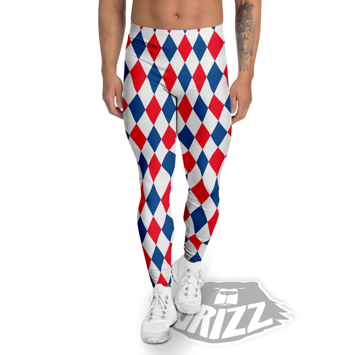 Argyle American Print Pattern Men's Leggings-grizzshop
