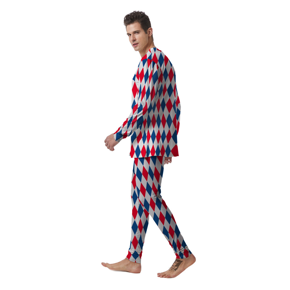 Argyle American Print Pattern Men's Pajamas-grizzshop