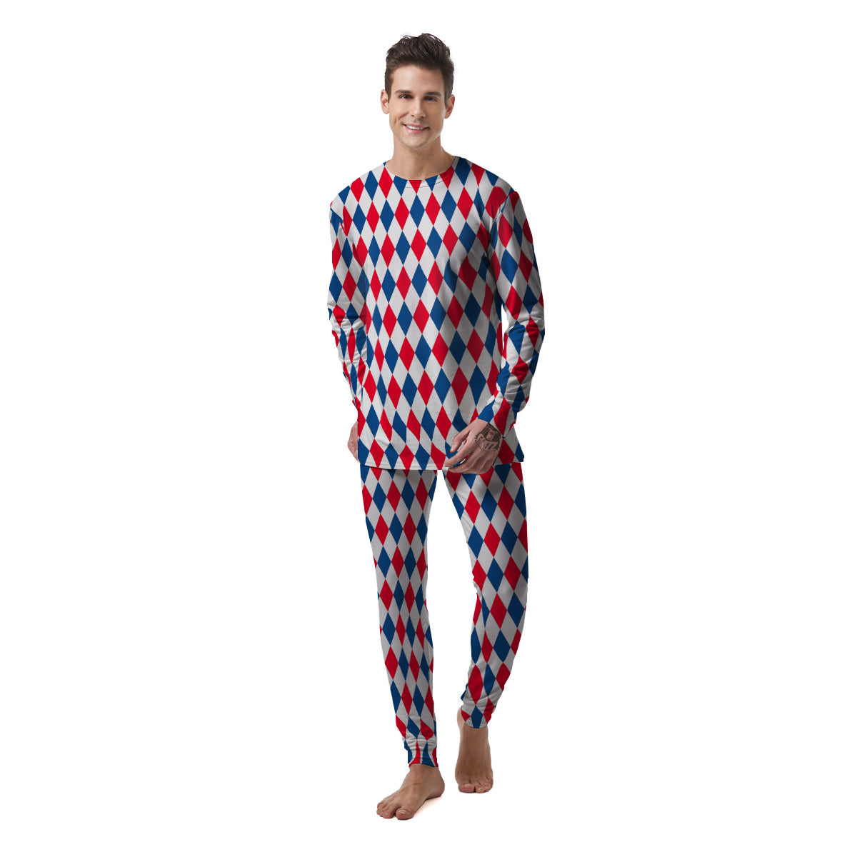 Argyle American Print Pattern Men's Pajamas-grizzshop