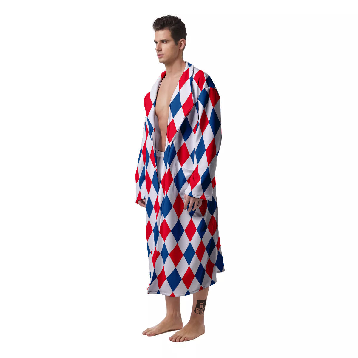 Argyle American Print Pattern Men's Robe-grizzshop