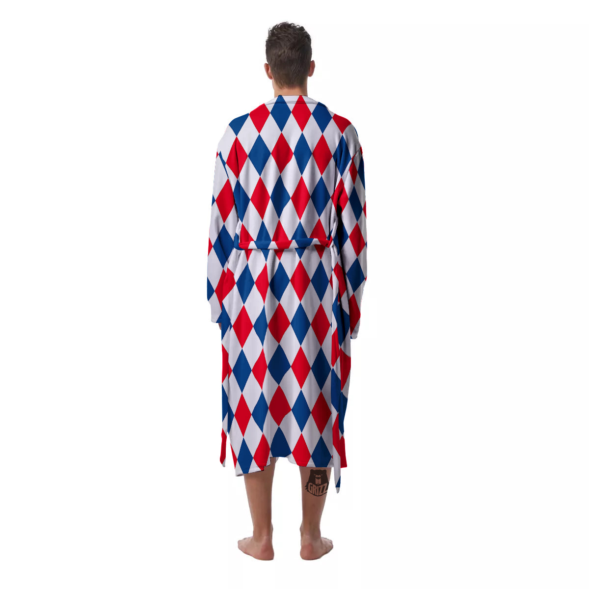 Argyle American Print Pattern Men's Robe-grizzshop