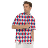 Argyle American Print Pattern Men's Short Sleeve Shirts-grizzshop