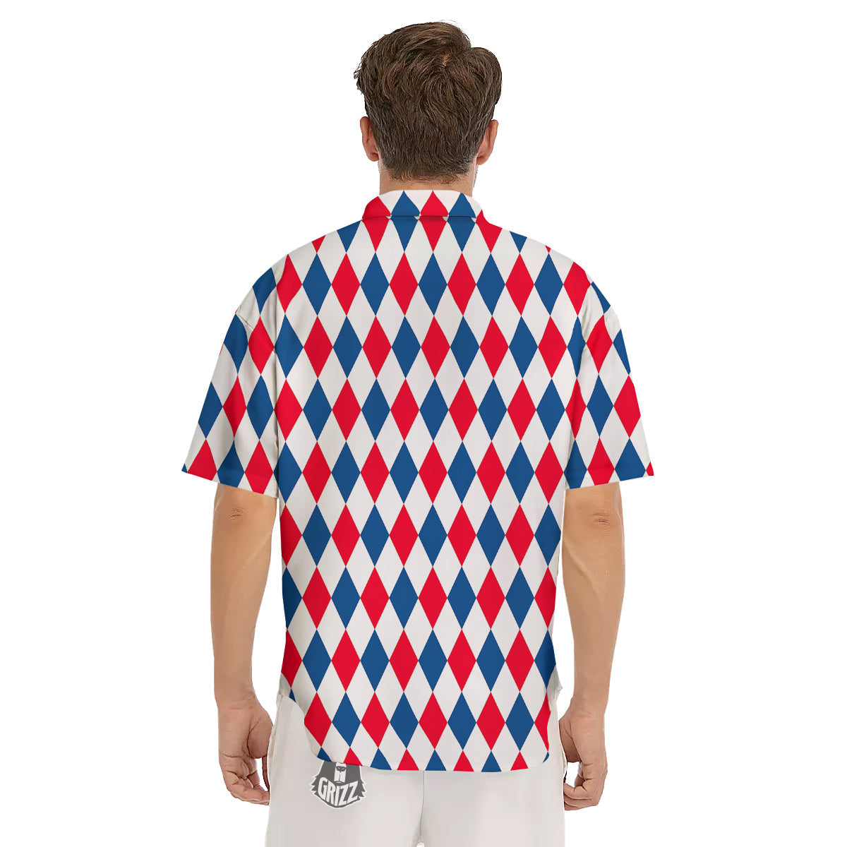 Argyle American Print Pattern Men's Short Sleeve Shirts-grizzshop