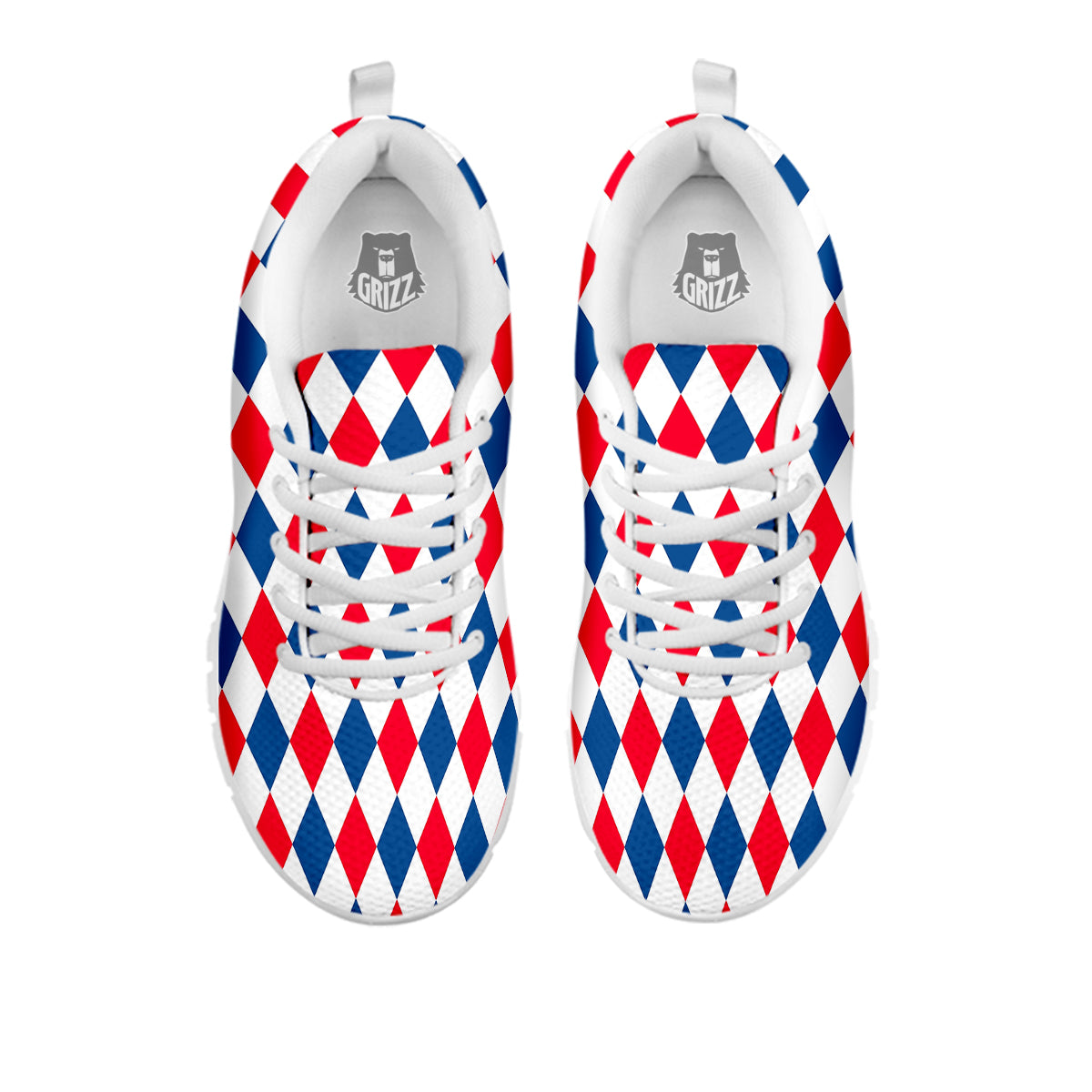 Argyle American Print Pattern White Sneaker-grizzshop