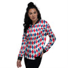 Argyle American Print Pattern Women's Bomber Jacket-grizzshop