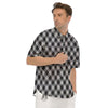 Argyle Black And Grey Print Pattern Men's Short Sleeve Shirts-grizzshop