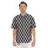 Argyle Black And Grey Print Pattern Men's Short Sleeve Shirts-grizzshop