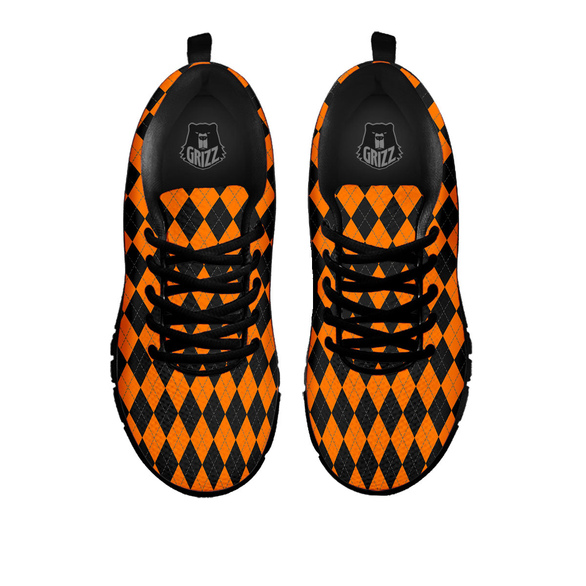 Argyle Black And Orange Print Black Sneaker-grizzshop