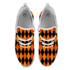 Argyle Black And Orange Print Pattern White Athletic Shoes-grizzshop