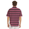 Argyle Black And Pink Print Pattern Men's Short Sleeve Shirts-grizzshop