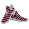 Argyle Black And Pink Print Pattern White Athletic Shoes-grizzshop