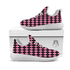 Argyle Black And Pink Print Pattern White Athletic Shoes-grizzshop