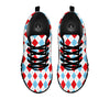 Argyle Blue And Red Print Pattern Black Sneaker-grizzshop