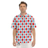 Argyle Blue And Red Print Pattern Men's Short Sleeve Shirts-grizzshop