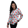 Argyle Blue And Red Print Pattern Women's Bomber Jacket-grizzshop