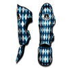 Argyle Blue And White Print Pattern Muay Thai Shin Guards-grizzshop