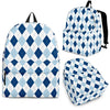 Argyle Blue Pattern Print Backpack-grizzshop