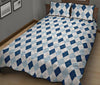 Argyle Blue Pattern Print Bed Set Quilt-grizzshop