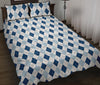 Load image into Gallery viewer, Argyle Blue Pattern Print Bed Set Quilt-grizzshop