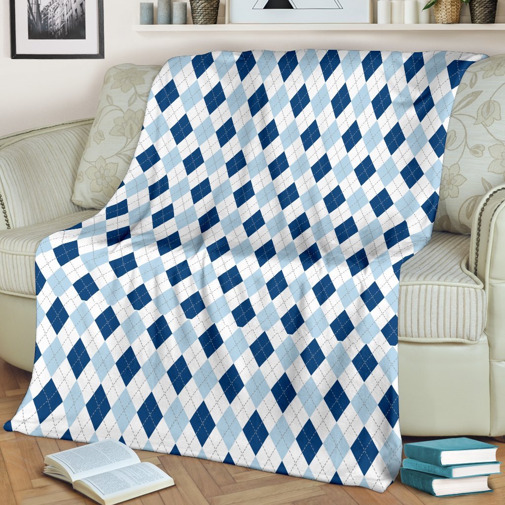 Argyle Blue Pattern Print Blanket-grizzshop