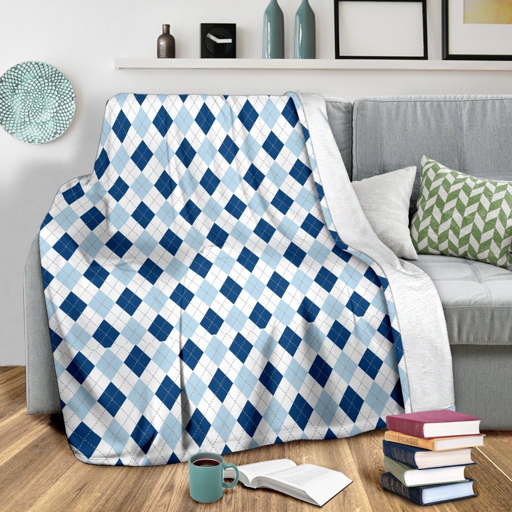 Argyle Blue Pattern Print Blanket-grizzshop