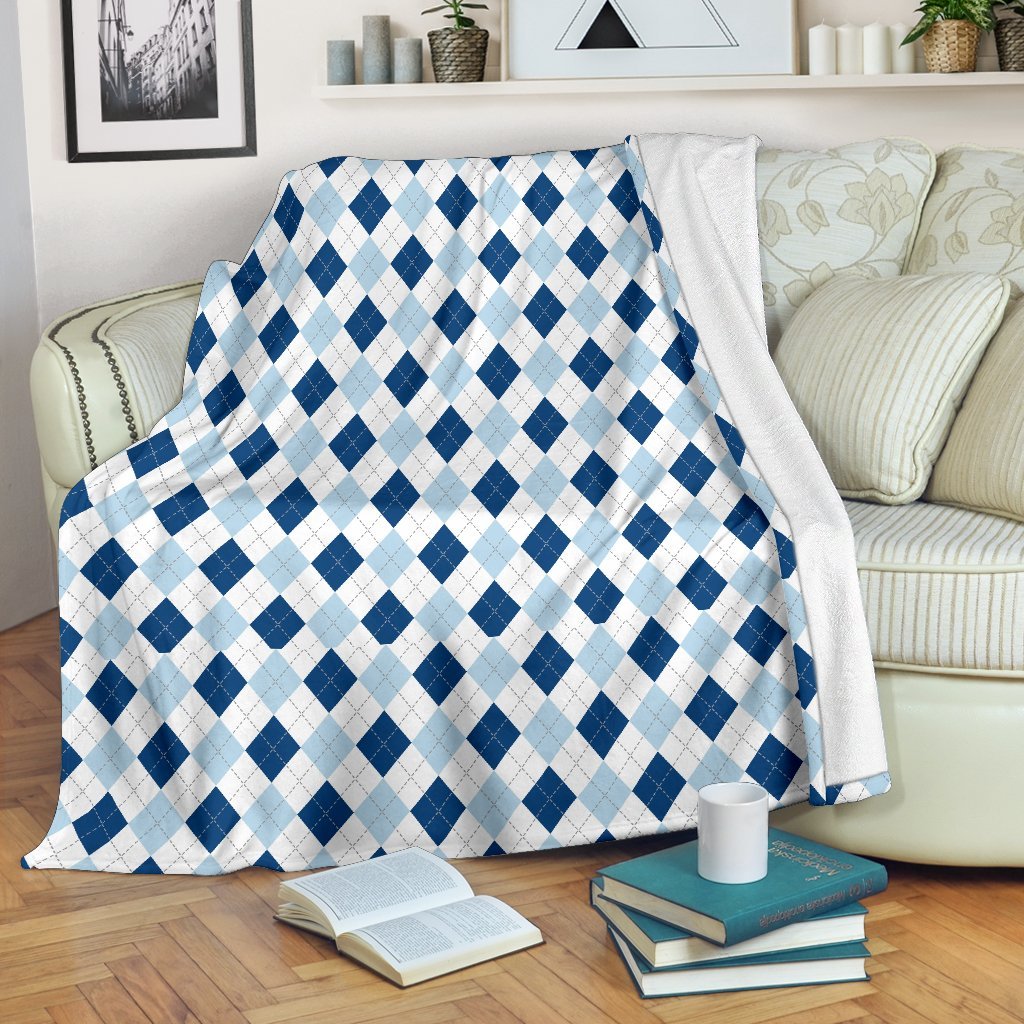 Argyle Blue Pattern Print Blanket-grizzshop