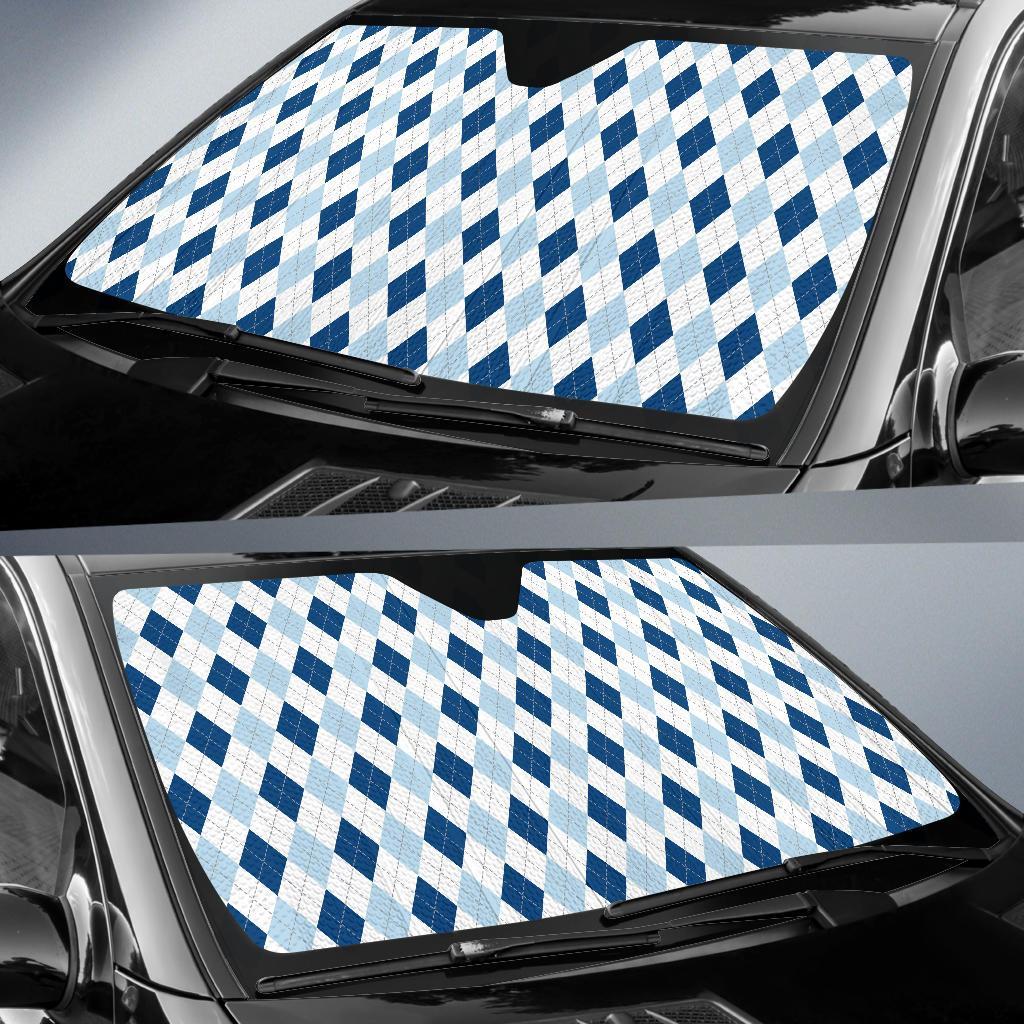 Argyle Blue Pattern Print Car Sun Shade-grizzshop